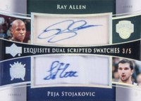 2004 Upper Deck Exquisite Collection Dual Scripted Swatches #SS2RP Ray Allen/Peja Stojakovic Basketball Card