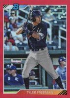 2020 Bowman Heritage Chrome Prospects #TF Tyler Freeman Red Refractor Baseball Card
