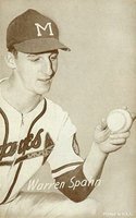1947 Exhibits 1947-66 # Warren Spahn M on cap Baseball Card