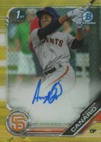 2019 Bowman Chrome Prospects Autographs #CPAAC Alexander Canario Gold Refractor Baseball Card