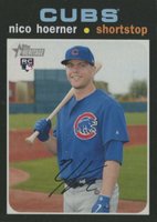 2020 Topps Heritage #121 Nico Hoerner Action Baseball Card