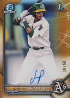 2022 Bowman Chrome Prospect Autographs #CPAJP Junior Perez Gold Refractor Baseball Card