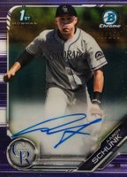 2019 Bowman Draft Chrome Draft Picks Autograph #CDAAS Aaron Schunk Purple Refractor Baseball Card
