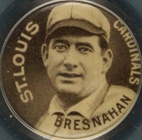 1910 Sweet Caporal Pins # Roger Bresnahan Mouth open Baseball Card