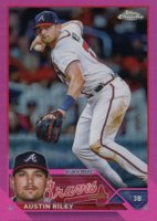 2023 Topps Chrome #66 Austin Riley Pink Refractor Baseball Card