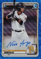 2020 Bowman Draft Chrome Draft Picks Autographs #CDANGO Nick Gonzales Blue Wave Refractor Baseball Card