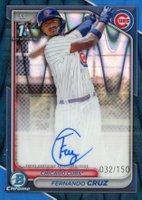 2024 Bowman Chrome Prospect Autographs #CPAFC Fernando Cruz Blue Raywave Baseball Card
