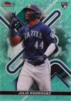 2022 Topps Finest #23 Julio Rodriguez Aqua Shimmer Refractor Baseball Card