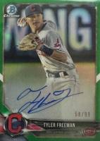 2018 Bowman Chrome Prospects Autographs #BCPATF Tyler Freeman Green Refractor Baseball Card