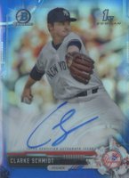 2017 Bowman Draft Chrome Draft Picks Autographs  #CDACS  Clarke Schmidt Blue Refractor Baseball Card