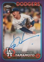 2024 Topps Chrome Rookie Autographs #RAYY Yoshinobu Yamamoto Purple Refractor Baseball Card