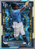 2024 Bowman Chrome #56 Junior Caminero Etched in Glass Variation Baseball Card