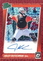2021 Panini Donruss Optic Rated Prospect Signatures #RPSAR Adley Rutschman Red Mojo Baseball Card