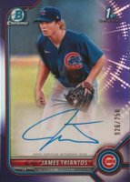 2022 Bowman Chrome Prospect Autographs #CPAJTS James Triantos Purple Refractor Baseball Card