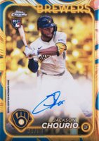 2024 Topps Gilded Collection Topps Chrome Gold Autographs #CGAJC Jackson Chourio Blue/Gold Baseball Card