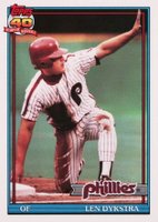 1991 Topps Tiffany #345 Len Dykstra Baseball Card