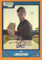 2007 Bowman Chrome Prospects #BC238 Tim Lincecum Orange Refractor-Autograph Baseball Card