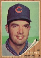 1962 Topps #191GT Jim Brewer Green Tint Baseball Card