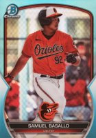 2023 Bowman Draft #BDC179 Samuel Basallo Chrome-Sky Blue Baseball Card