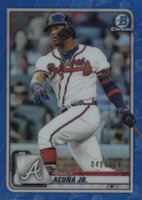 2020 Bowman Chrome #28 Ronald Acuna Jr. Blue Refractor Baseball Card