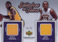 2006 Upper Deck Stitches in Time Dual #JB Magic Johnson/Kobe Bryant Basketball Card