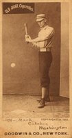 1887 Old Judge #285-3a Connie Mack Strike-Looking down at ball-Catcher Baseball Card