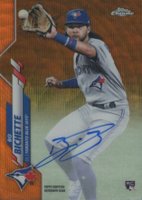 2020 Topps Chrome Rookie Autographs #RABBI Bo Bichette Orange Wave Refractor Baseball Card