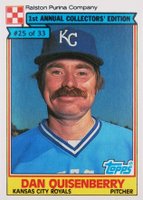 1984 Ralston Purina Hand Cut #25 Dan Quisenberry Baseball Card