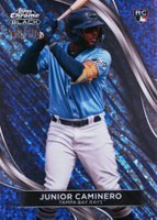 2024 Topps Chrome Black #78 Junior Caminero Purple Mini Diamond Baseball Card