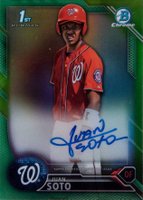 2016 Bowman Chrome Prospects Autographs #JS Juan Soto Green Refractor Baseball Card