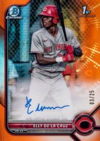 2022 Bowman Chrome Prospect Autographs #CPAED Elly de La Cruz Orange Refractor Baseball Card