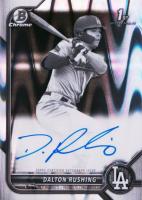2022 Bowman Draft Chrome Draft Pick Autographs #CDADRG Dalton Rushing Black & White Raywave Refractor Baseball Card