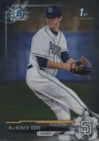 2017 Bowman Draft #BDC25 MacKenzie Gore Chrome-Wearing Glove Baseball Card