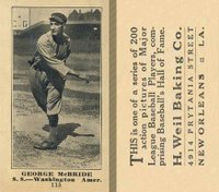 1916 Weil Baking Co. #115 George McBride Baseball Card