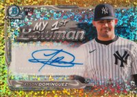 2024 Bowman Chrome My 1st Bowman Autographs #1BAJD Jasson Dominguez Gold Mini Diamond Refractor Baseball Card