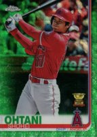 2019 Topps Chrome #1 Shohei Ohtani Batting-Green Wave Refractor Baseball Card