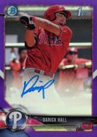 2018 Bowman Prospects Autographs Chrome #DH Darick Hall Purple Refractor Baseball Card
