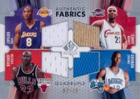 2004 SP Authentic Authentic Fabrics #BJJH Kobe Bryant/LeBron James/Michael Jordan/Dwight Howard Quad Basketball Card