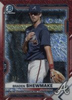 2021 Bowman Chrome Prospects #BCP48 Braden Shewmake Red Shimmer Refractor Baseball Card