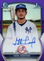 2023 Bowman Chrome Prospect Autographs #CPAHM Hans Montero Purple Refractor Baseball Card