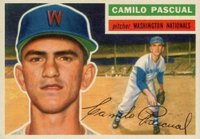 1956 Topps #98 Camilo Pascual White Back Baseball Card