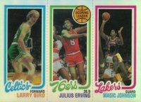 1996 Stadium Club Finest Reprint #8 Julius Erving/Larry Bird/Magic Johnson Refractor Basketball Card