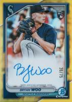 2024 Bowman Chrome Rookie Autographs #CRABW Bryan Woo Yellow Refractor Baseball Card