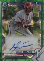 2021 Bowman Chrome Sapphire Edition Autographs #BSPAJR Johan Rojas Green Baseball Card
