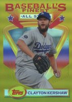 2020 Finest Flashbacks #93 Clayton Kershaw Gold Refractor Baseball Card