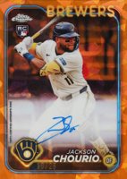 2024 Topps Chrome Sapphire Chrome Sapphire Autographs #CSAJC Jackson Chourio Orange Baseball Card