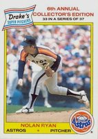 1986 Drake's #33 Nolan Ryan Hand Cut Baseball Card