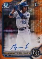 2022 Bowman Chrome Prospect Autographs #CPAMG Maikel Garcia Orange Wave Refractor Baseball Card