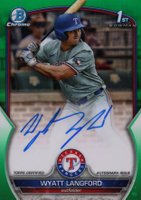 2023 Bowman Draft Chrome Prospect Autograph #CDAWL Wyatt Langford Green Refractor Baseball Card