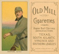 1909 White Borders Old Mill #111 Sam Crawford Throwing Baseball Card